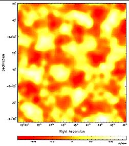 Variation of temperatures of CBR (in m) in a small segment of the sky, as measured in the CBI experiment.